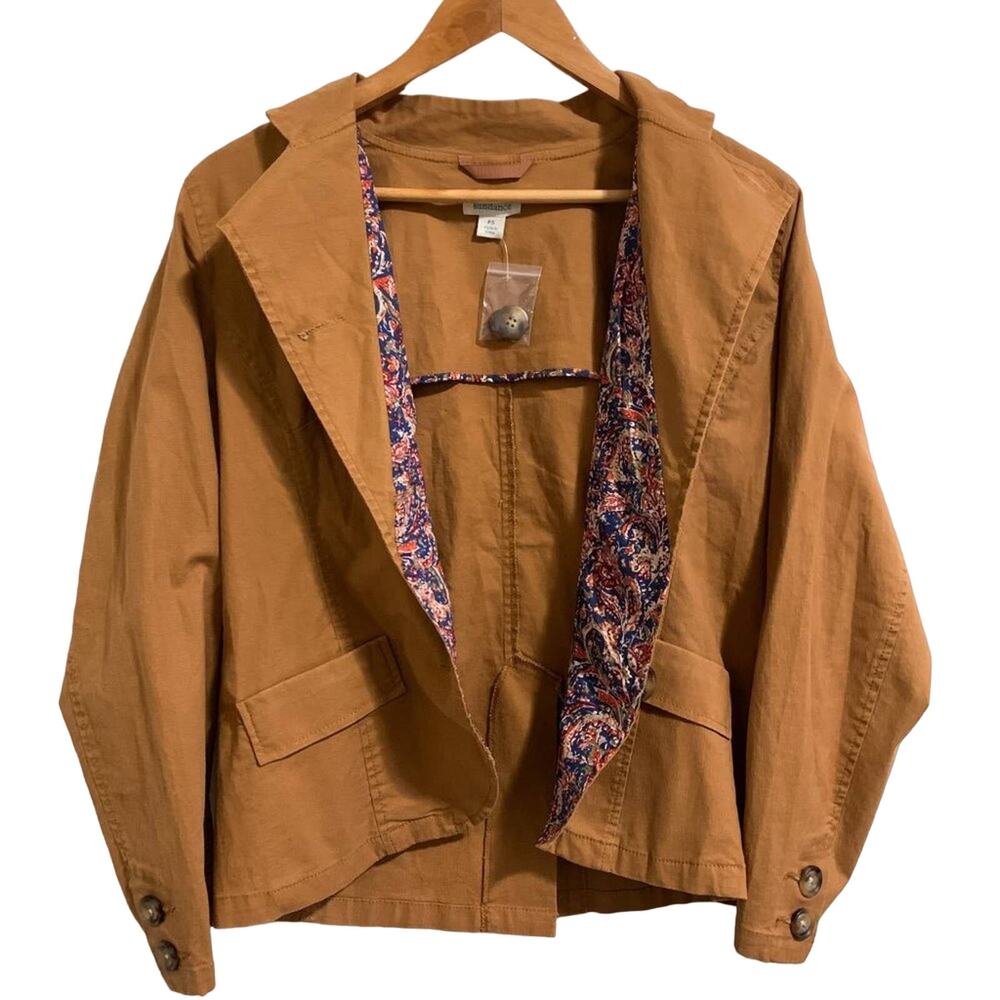 Sundance NEW Journeyer Belted Linen Blend Short Trench Coat Jacket Brown Size PS - Picture 6 of 12